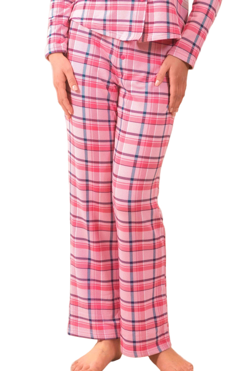 Navy & Pink Plaid Cloud Plush Pajama Pant - Flirt!
