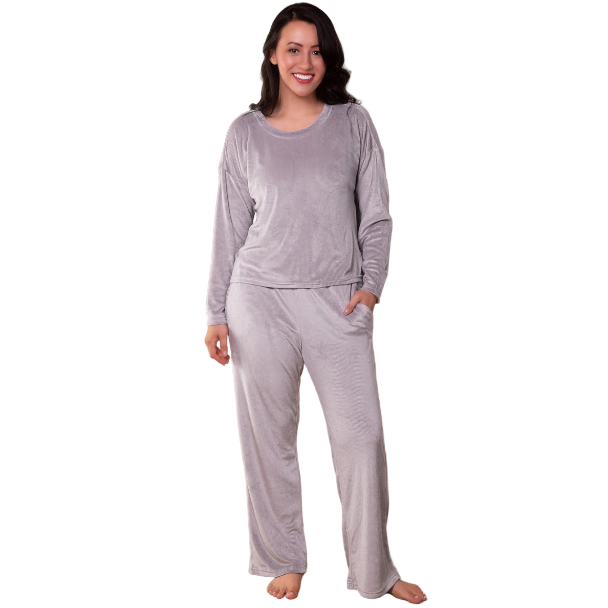 Rib Knit Velour Pajama Pant - Flirt!