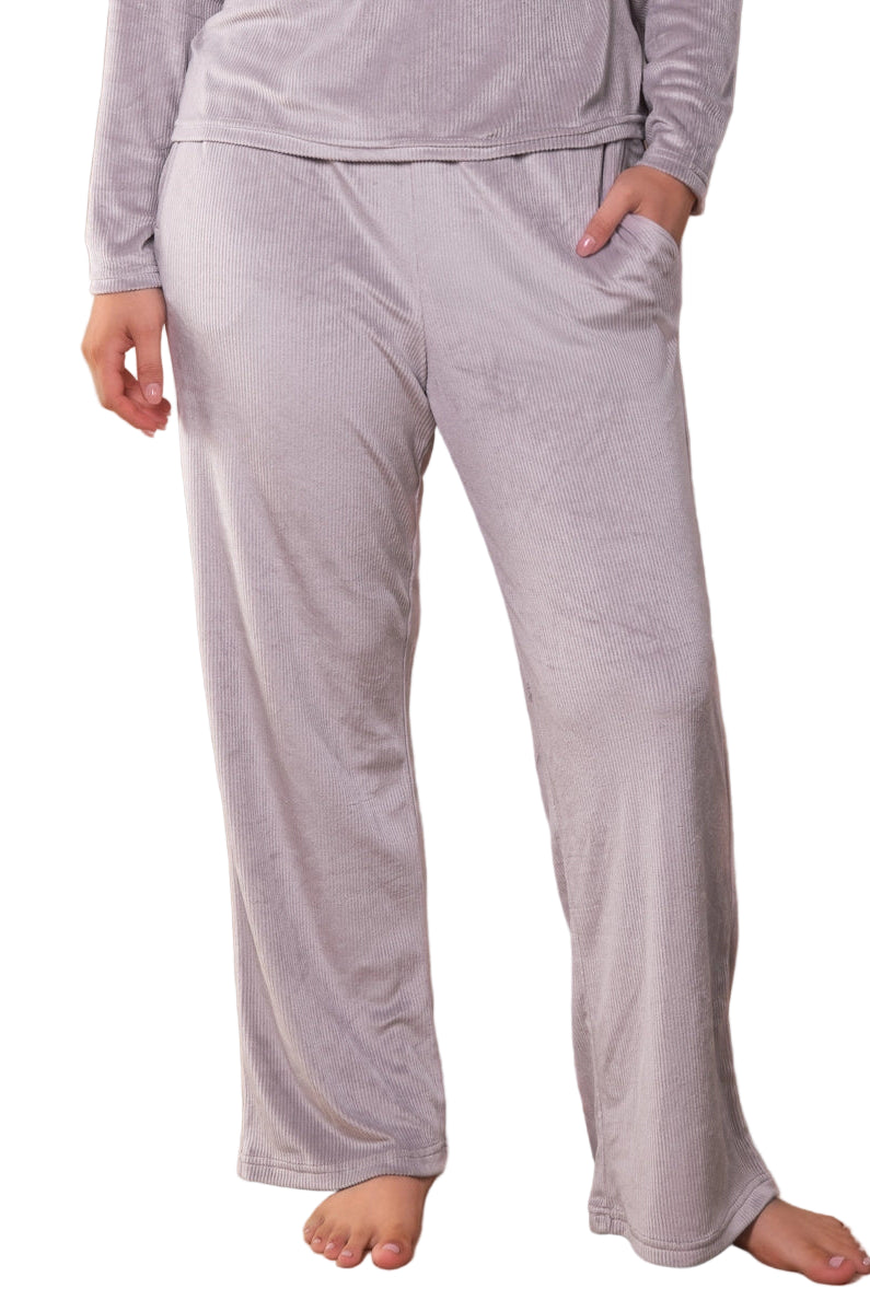 Rib Knit Velour Pajama Pant - Flirt!