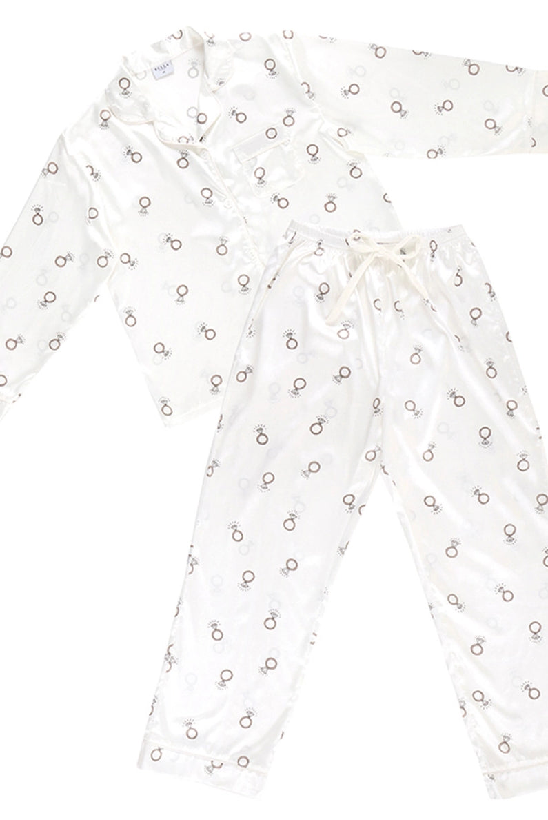 Bella Sleep + Spa Diamond Rings 2 Piece Satin Pajama Set - Flirt!