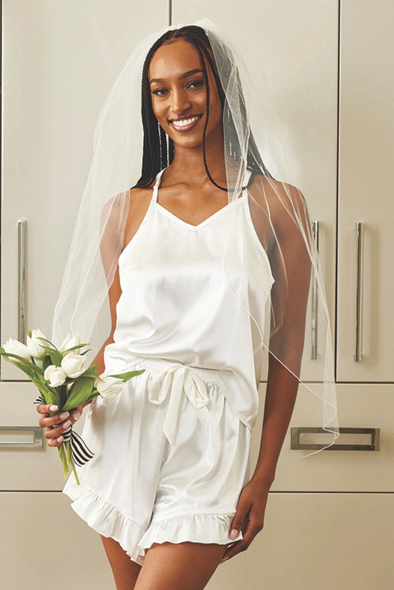 Bella Sleep + Spa 2 Piece Camisole and Ruffled Short Pajama Set - Flirt!