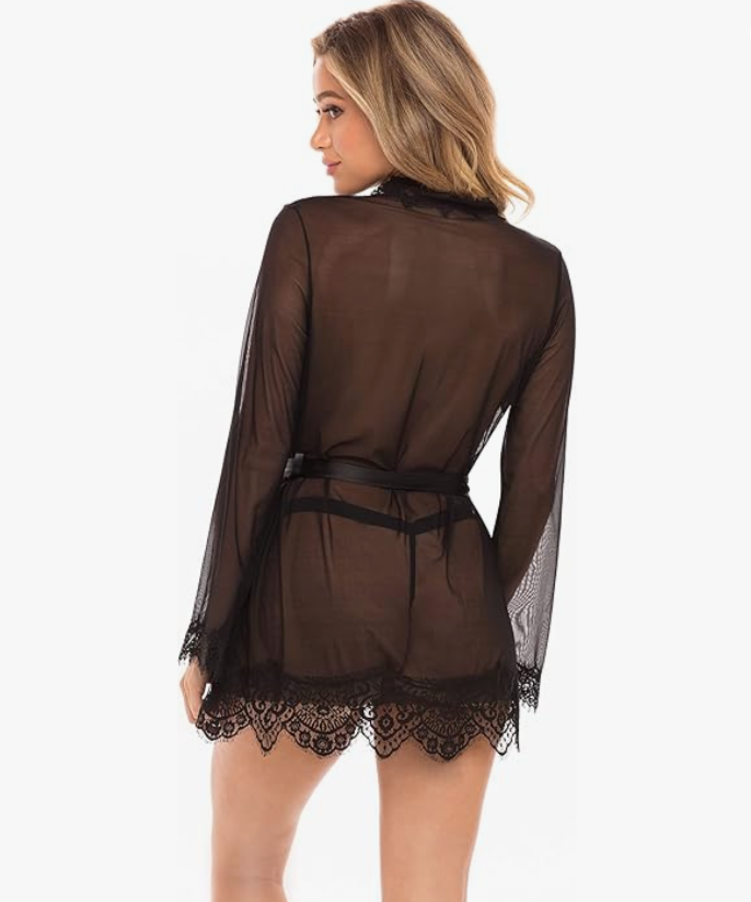 Oh La La Cheri Provence Sheer Robe with matching G-String Panty - Flirt!