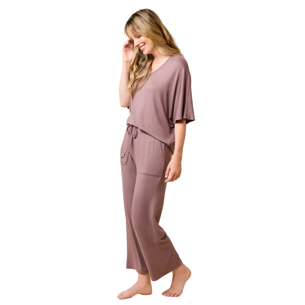 Softies Dream Jersey V-Neck & Capri Buttery Soft 2 Piece Lounge Set - Flirt!
