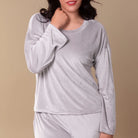 Rib Knit Velour Long Sleeve Pajama Top - Flirt! 