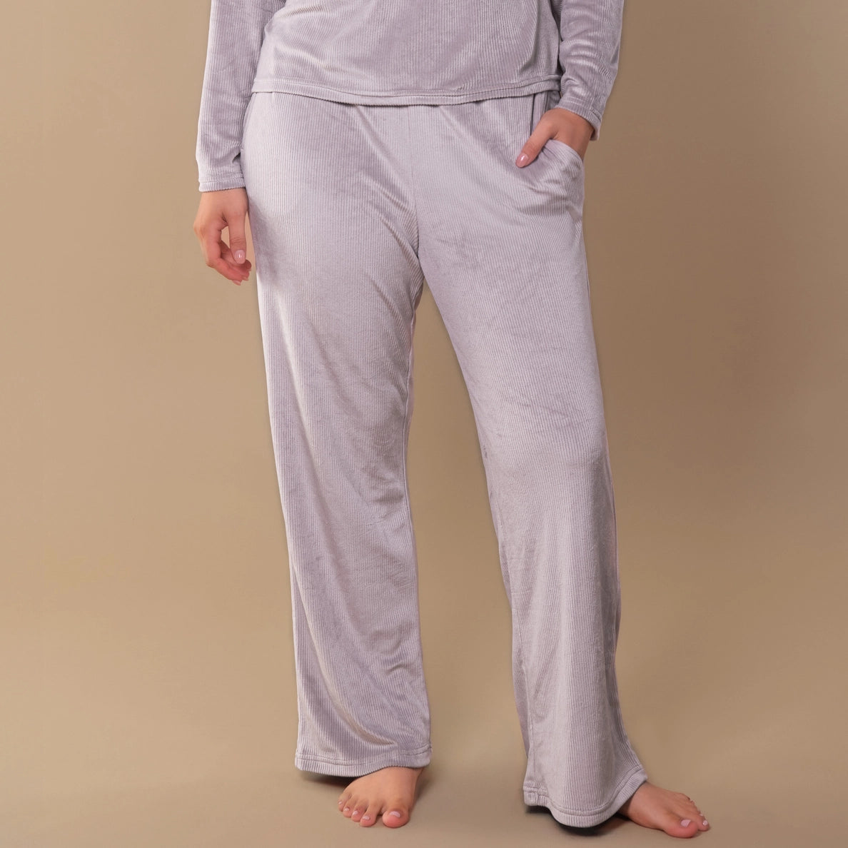 Rib Knit Velour Pajama Pant - Flirt! 