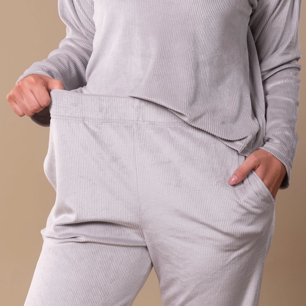 Rib Knit Velour Pajama Pant - Flirt! 