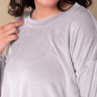 Rib Knit Velour Long Sleeve Pajama Top - Flirt! 