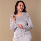 Rib Knit Velour Long Sleeve Pajama Top - Flirt! 